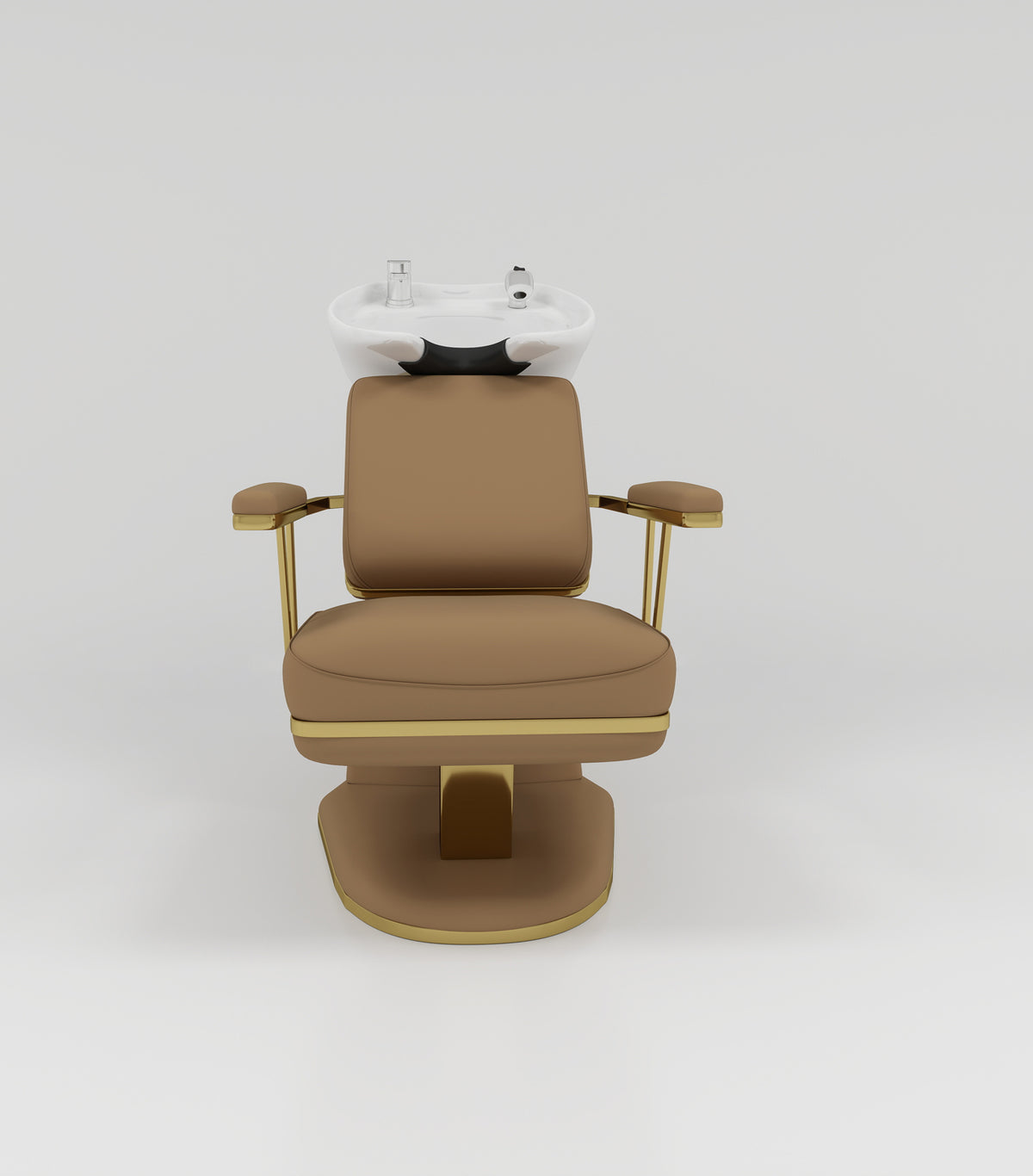 Modern Salon Chair with Cermanic White Bowland Silver taps