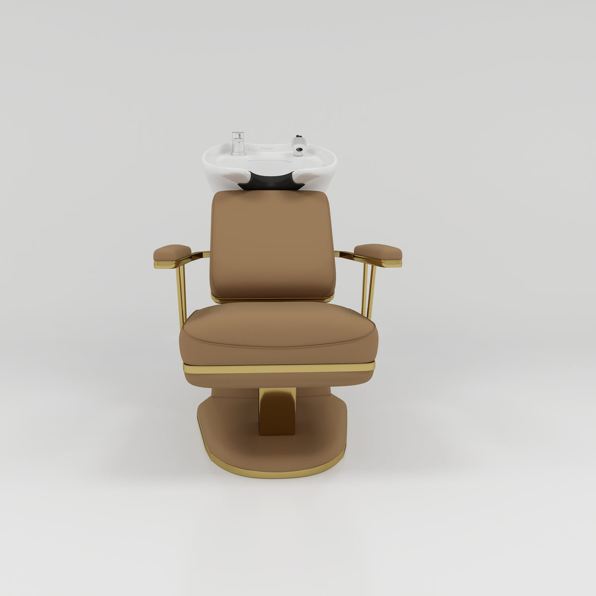 Modern Salon Chair with Cermanic White Bowland Silver taps