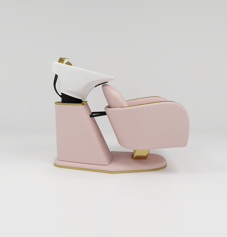 Pink side view of backwash unit