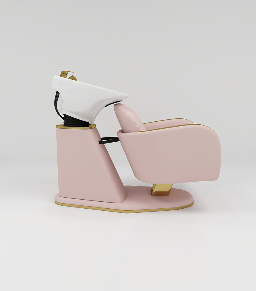 Pink side view of backwash unit