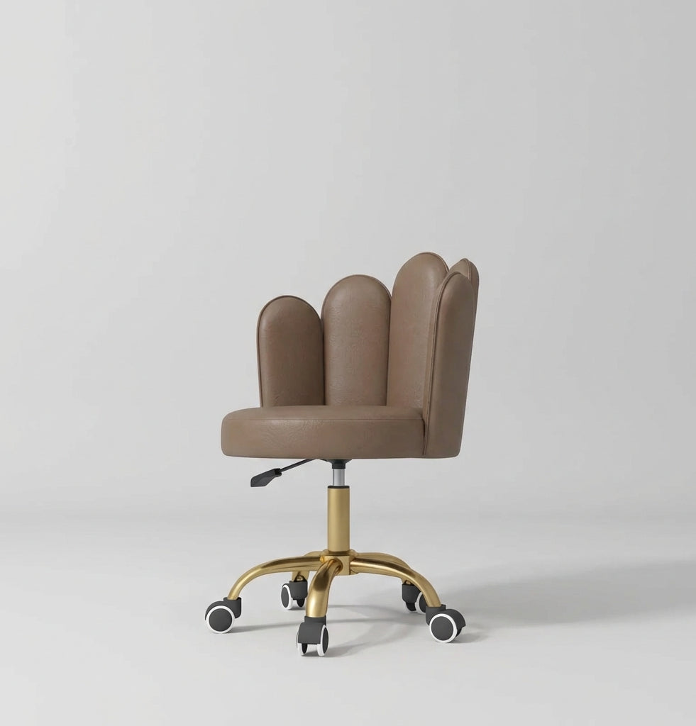 Adjustable Stool in Dark Brown in Wheels