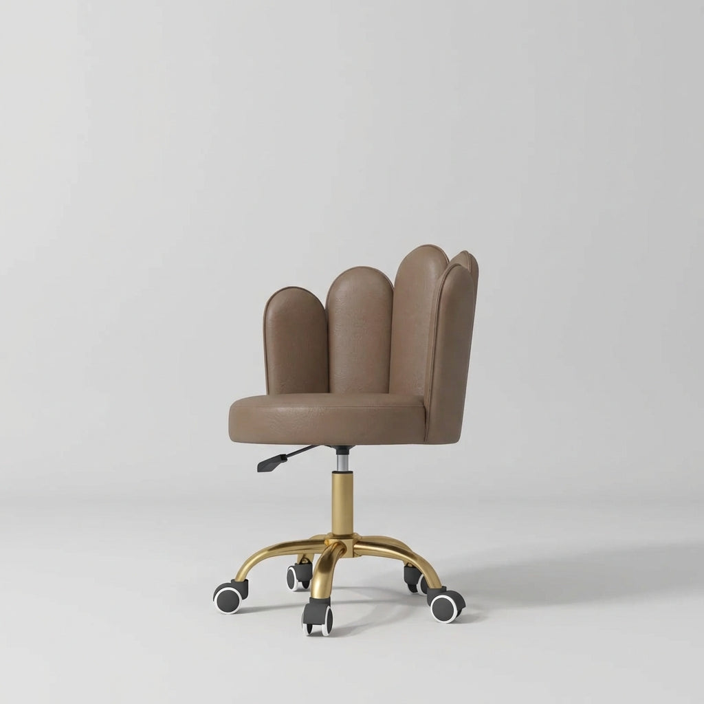 Adjustable Stool in Dark Brown in Wheels