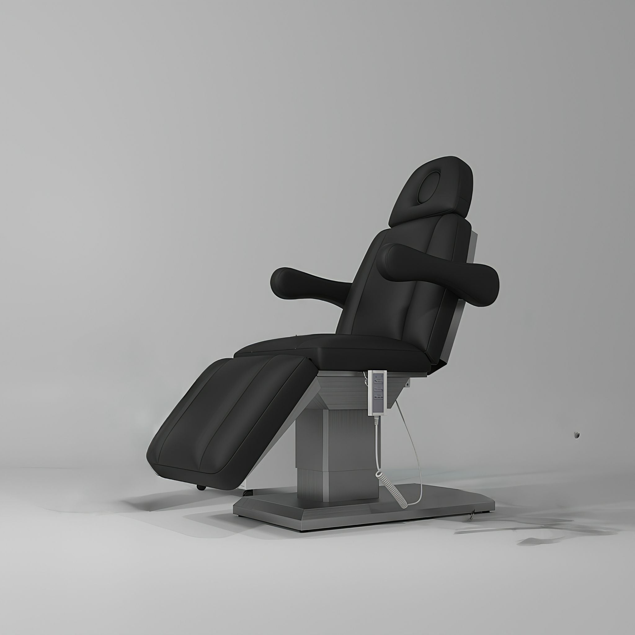 Black Leather Beauty bed with Silver Base and hand controls