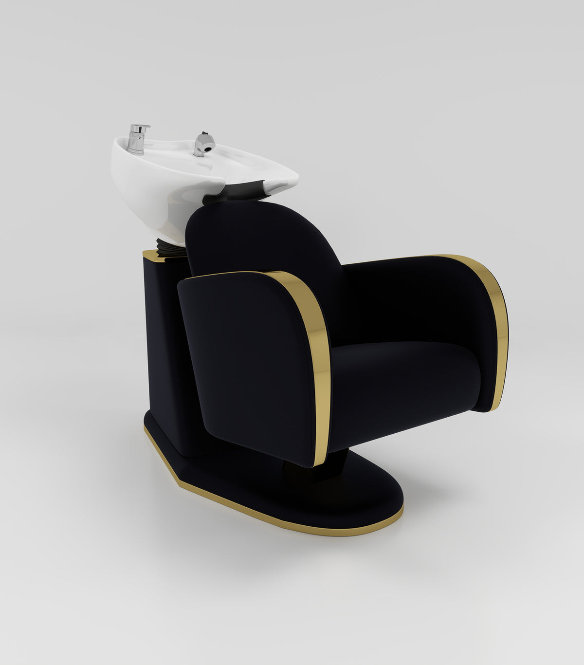 Shampoo Chair in Black Silicone Leather