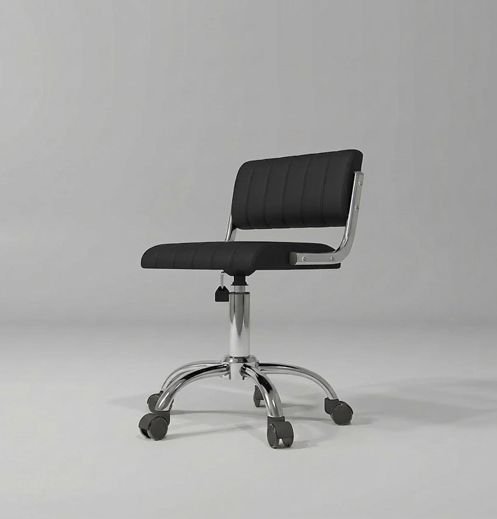 Black Leather Stool that is height adjustable