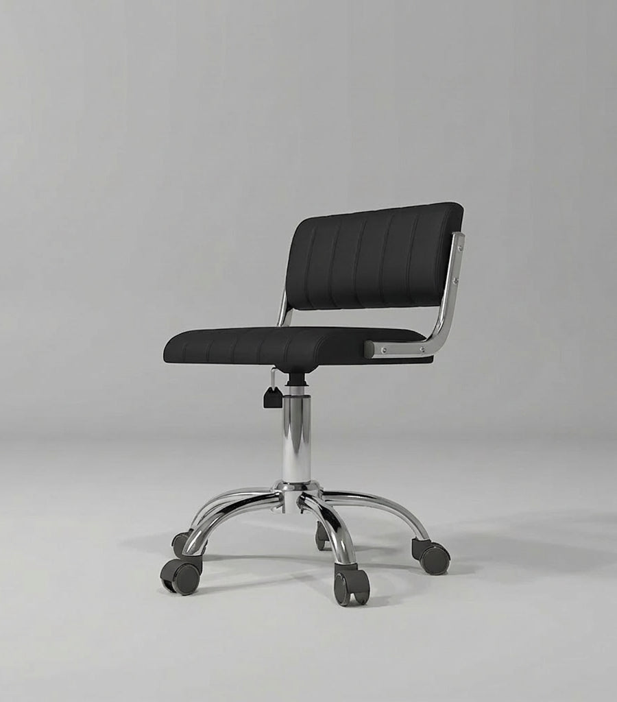 Black Leather Stool that is height adjustable