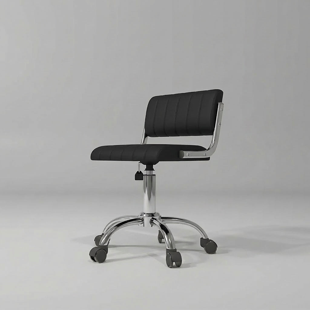 Black Leather Stool that is height adjustable