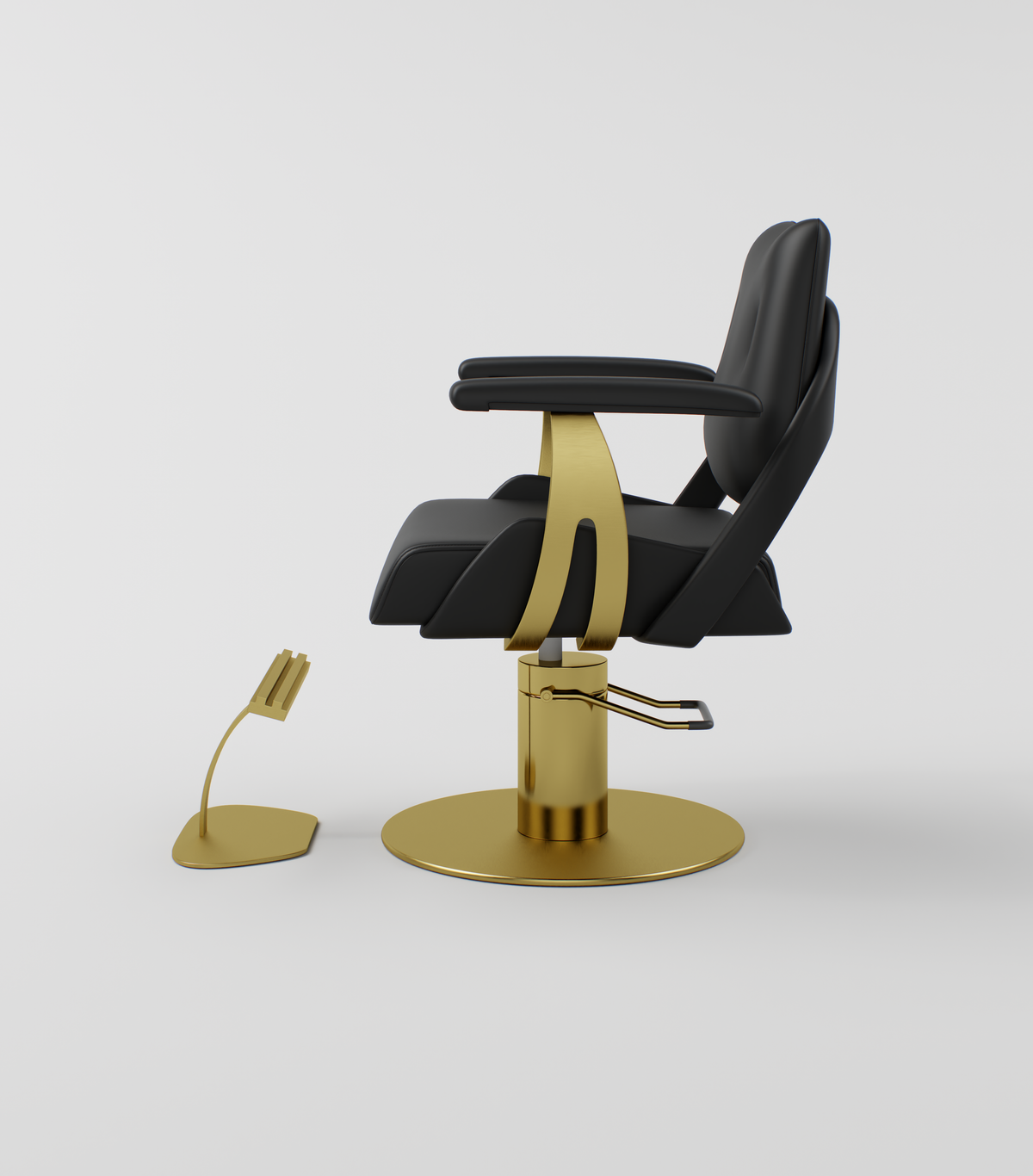Black modern hair styling salon chair with gold
