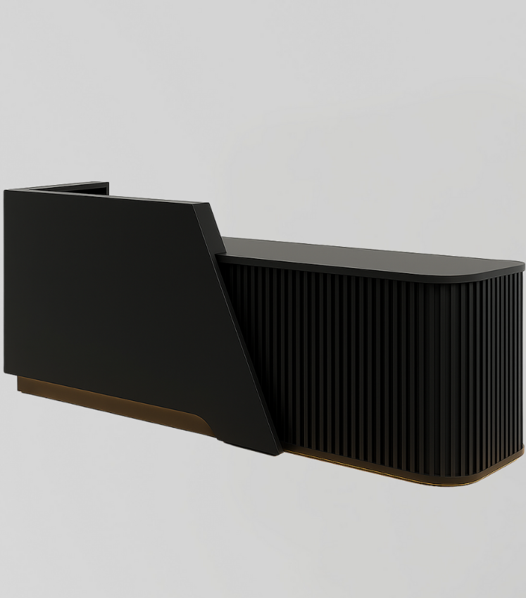MDF Reception Desk in Black with LED Light