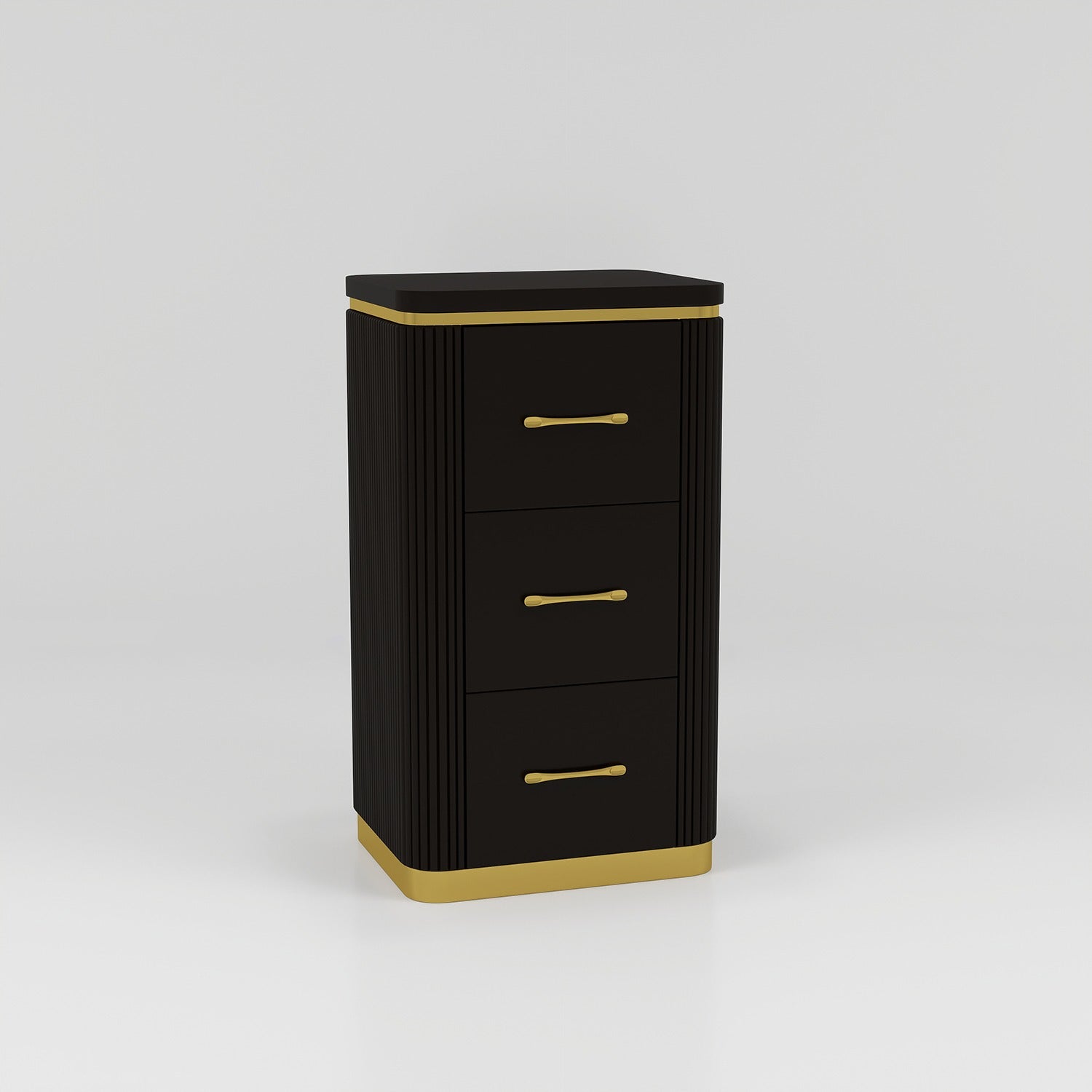 Black and gold 3-drawer cabinet