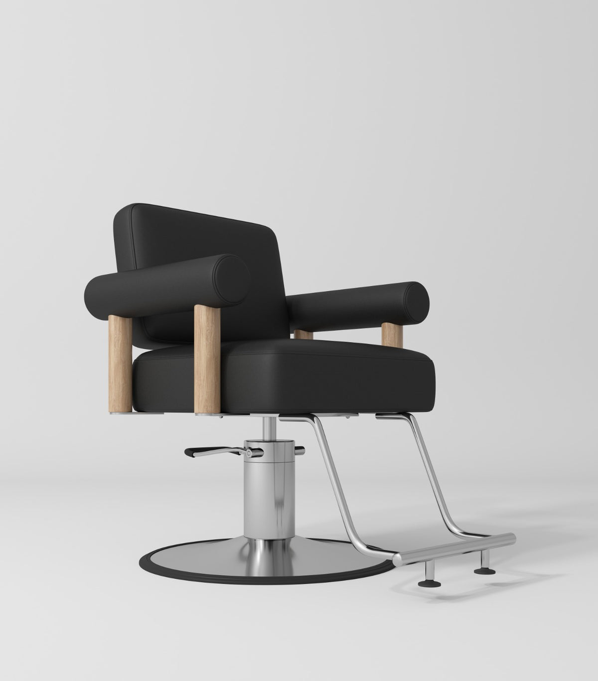 Black hair salon chair with Silver circle Base
