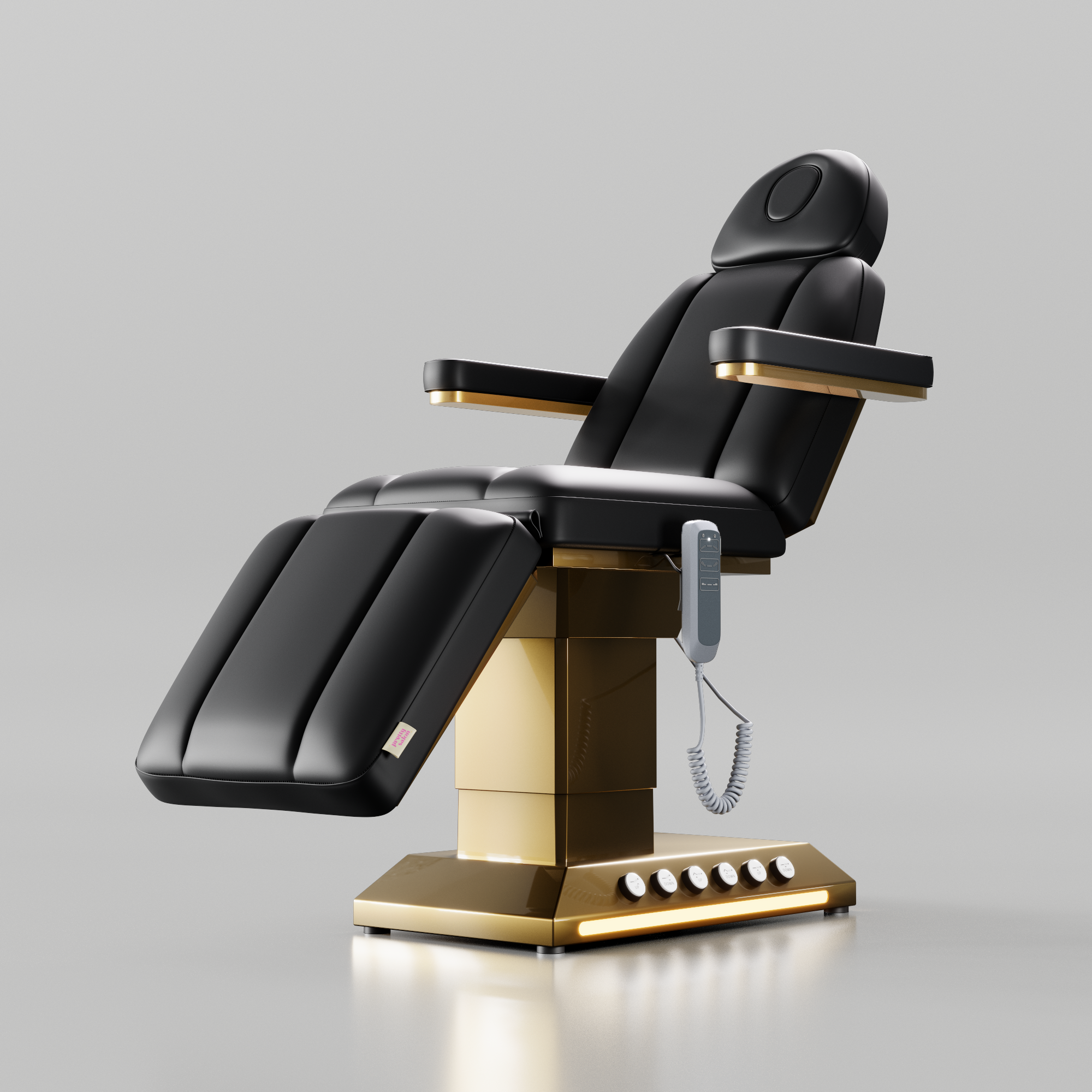 Black Salon Bed with Adjustable Height, Leg and Backrest