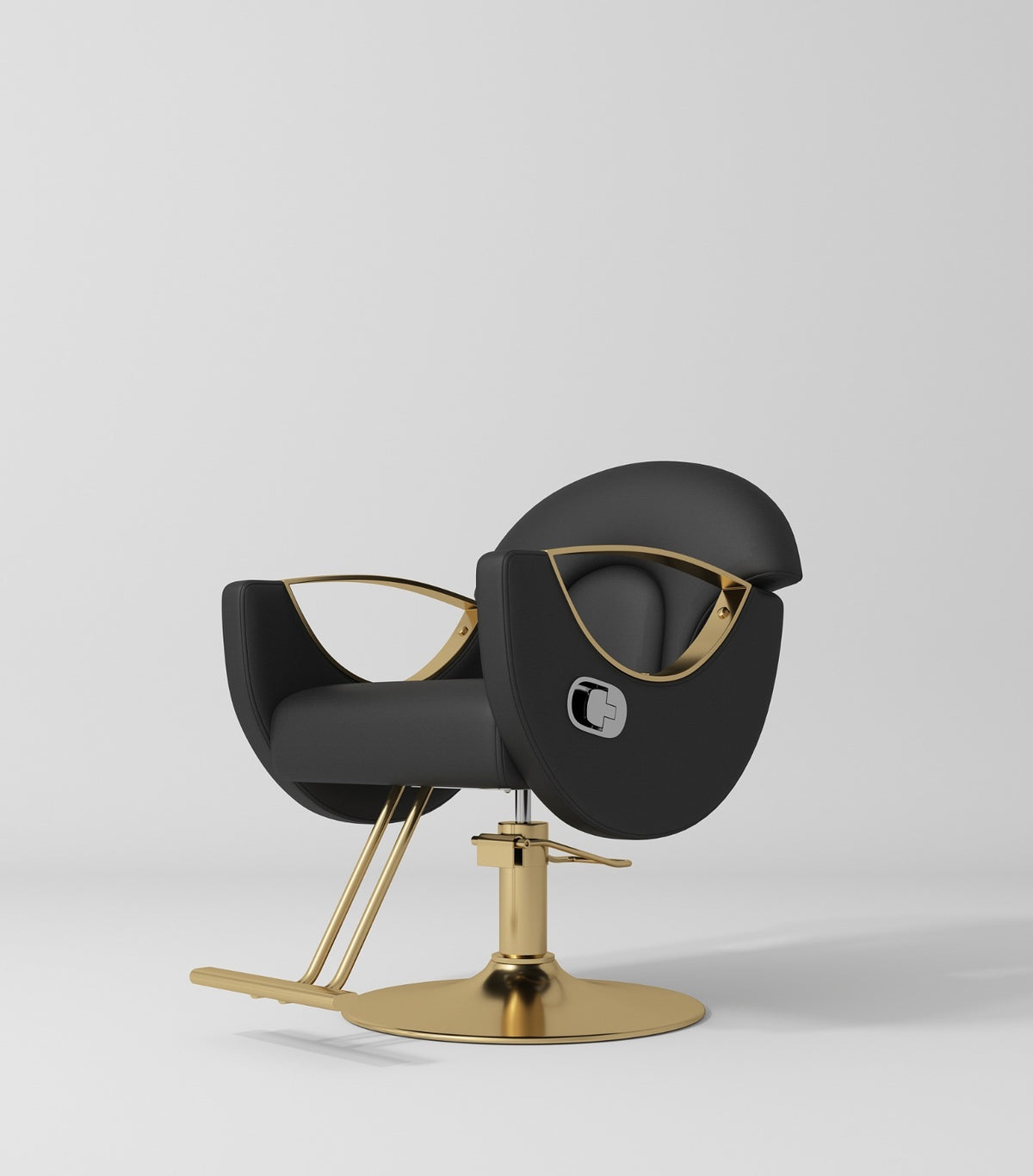 Black hair styling chait with footpump and footrest
