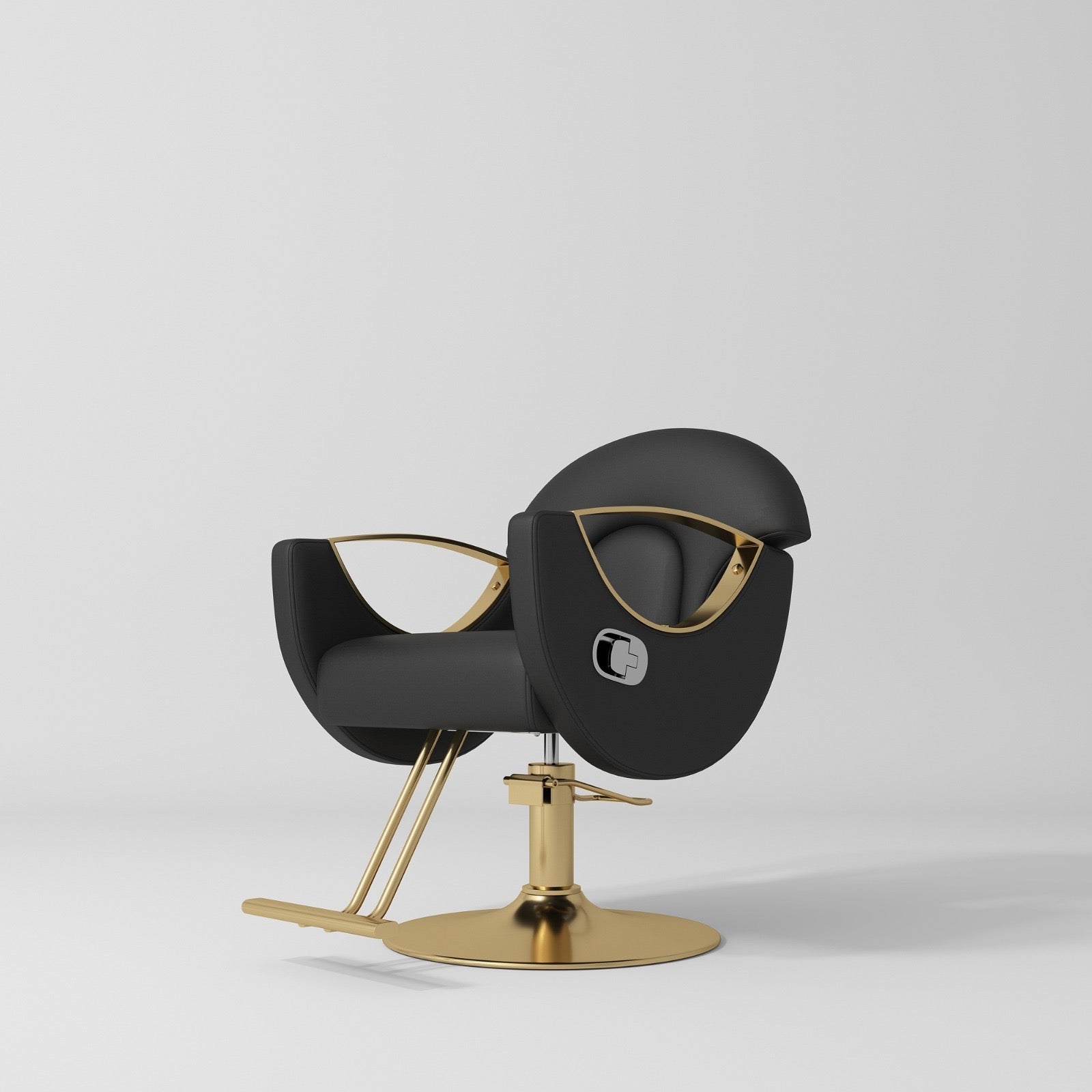 Black hair styling chait with footpump and footrest