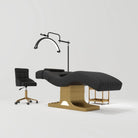 Black and gold beauty bed with matching stool