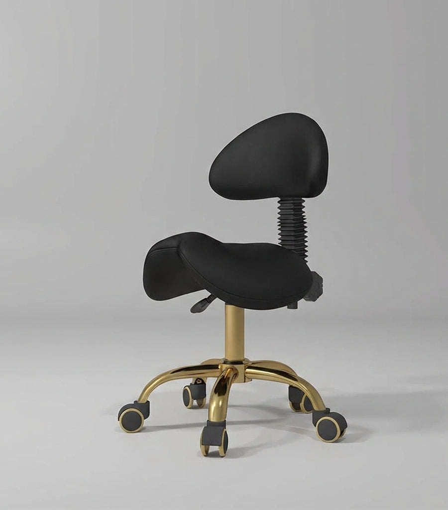 black and gold saddle stool