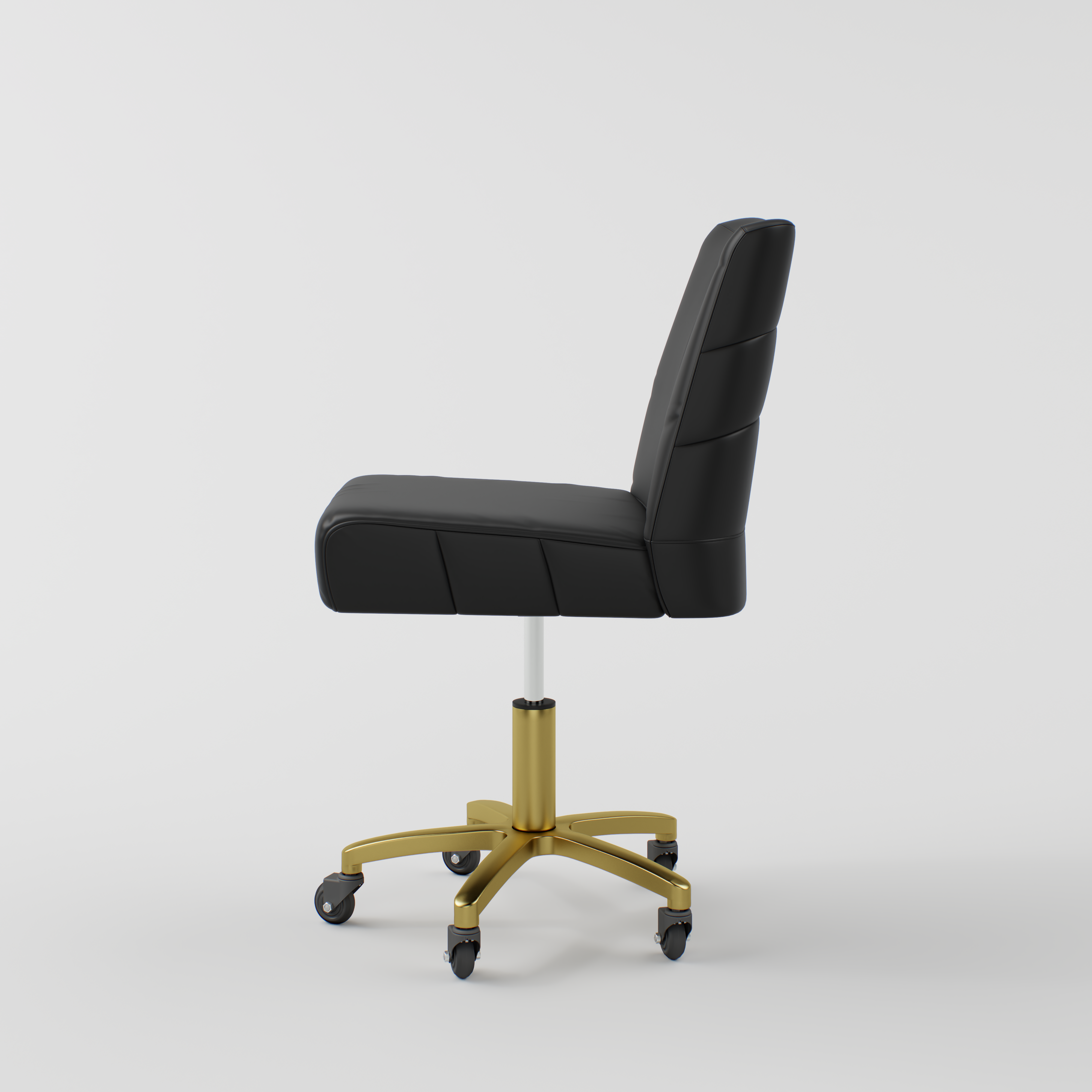 black leather salon stool with gold legs