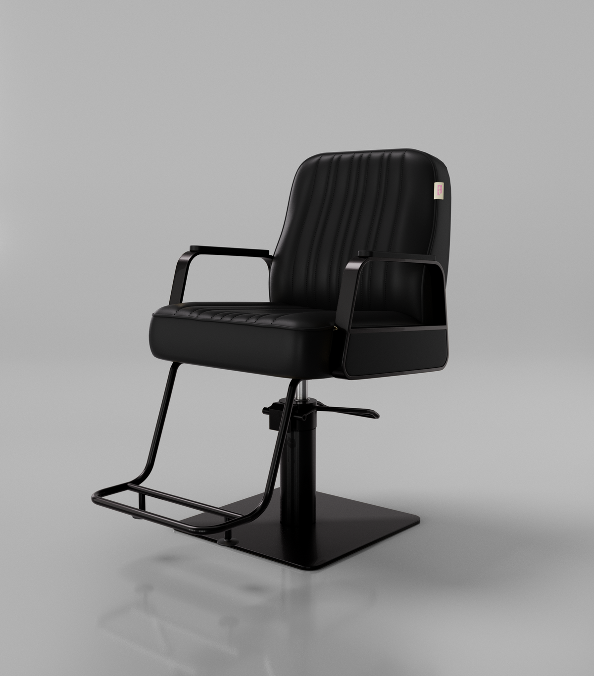 Black styling chair for hair salon with black base