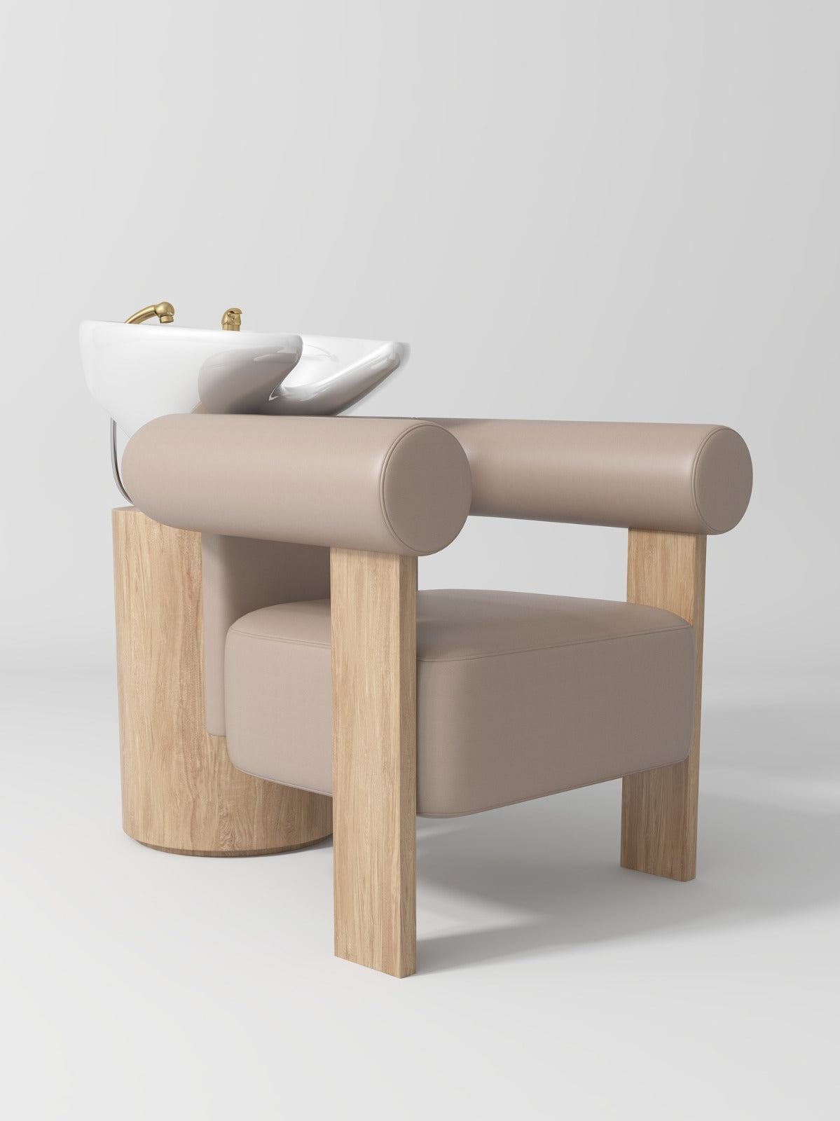 Brown Leather backwash unit for hair salons