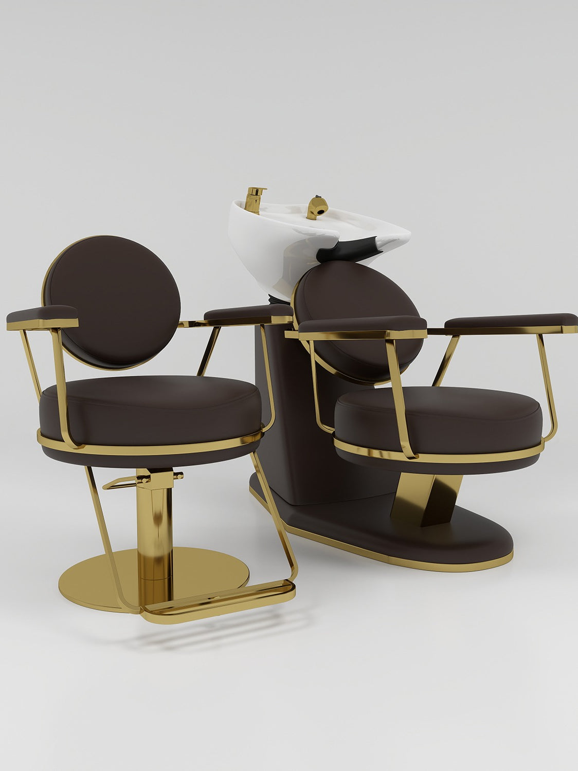 Brown and Gold Hairdressing Furniture Set