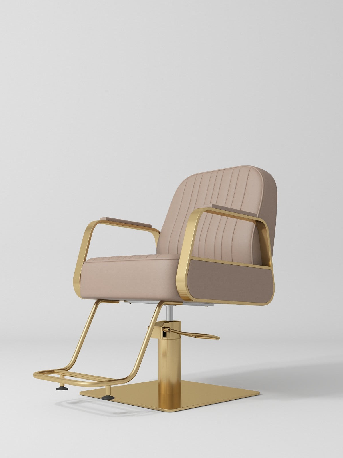 comfy hair salon chair in brown with gold