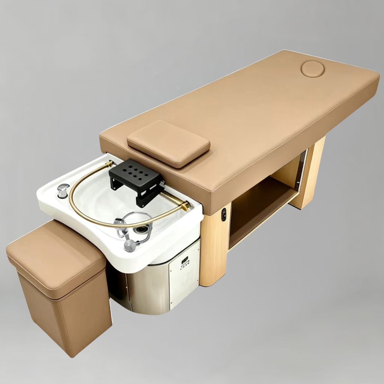 Electric bed with face hole and Japanese head spa and stool