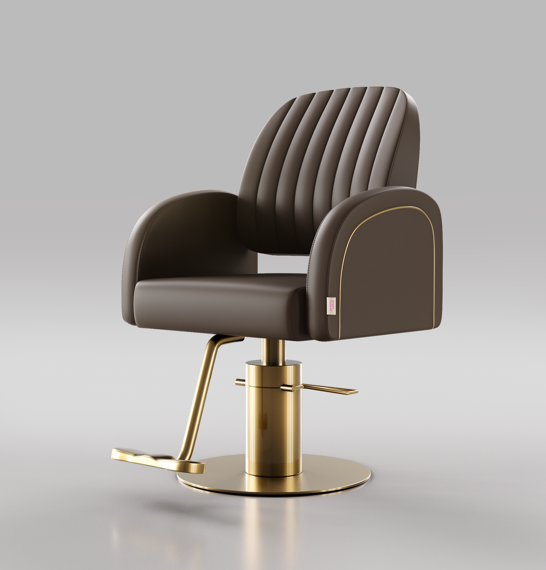 Luxury Hair Dressing Chair in Mocha Brown and Gold Circle Base