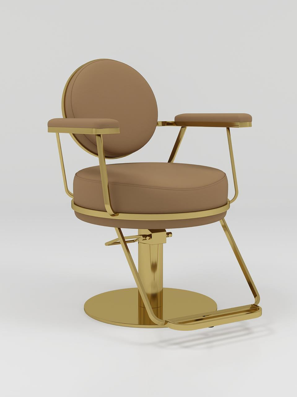 brown and gold modern hair styling chair