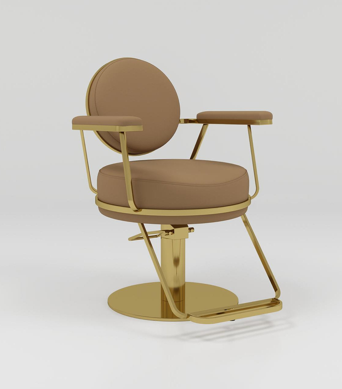 brown and gold modern hair styling chair