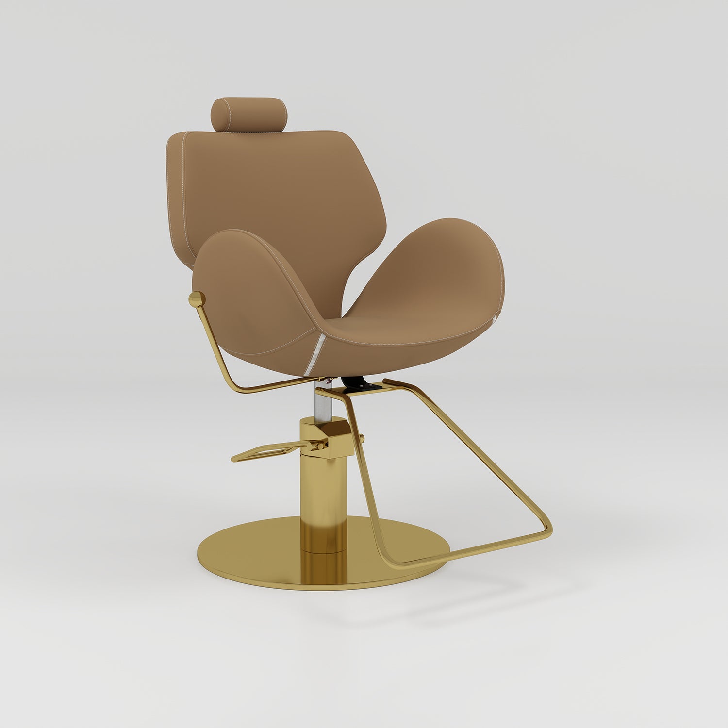 brown and gold hair chair with height adjustment