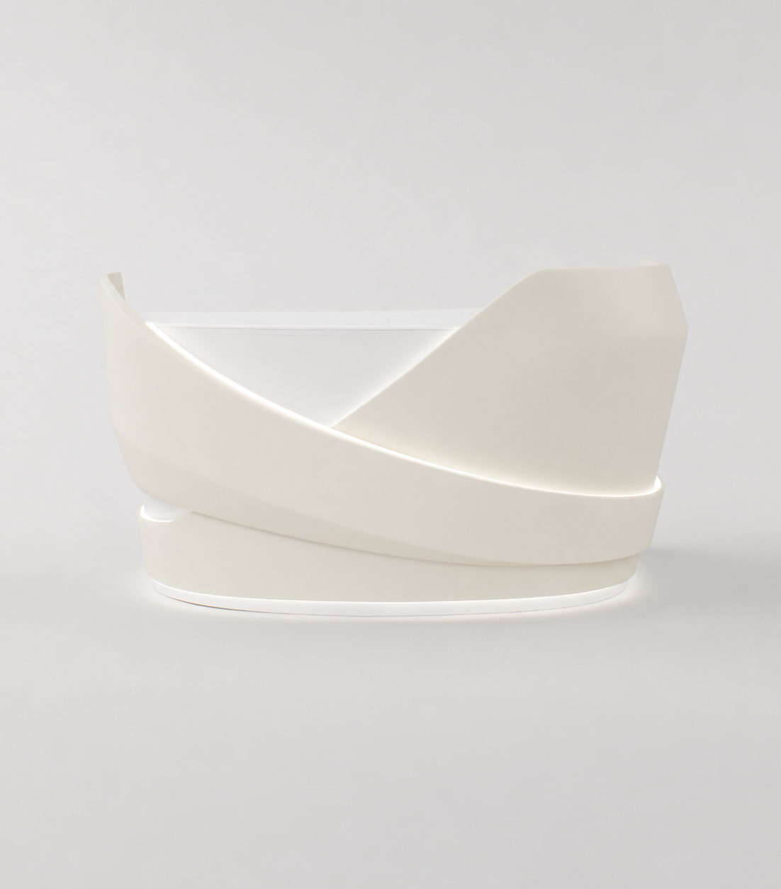 Italian-inspired reception desk with premium curved design.