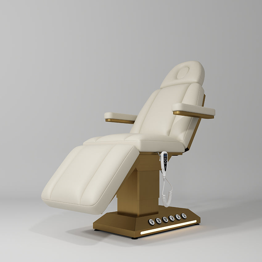 Cream beauty bed with foot control