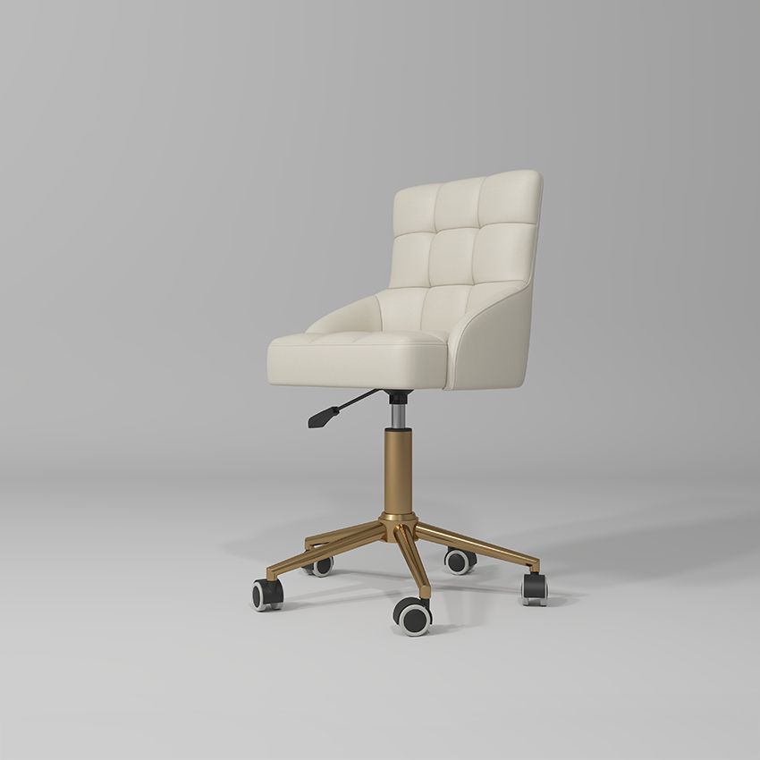 Cream beauty stool with high back
