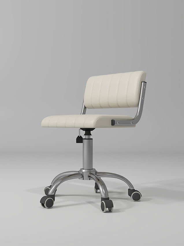 Cream Beauty Stool with Silver and wheels