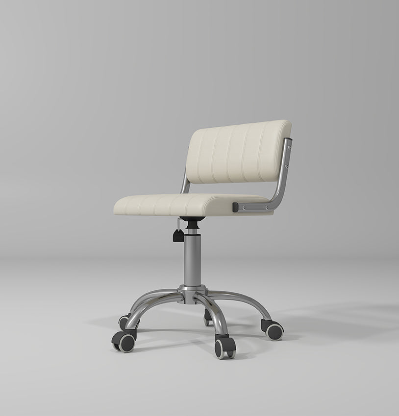 Cream Beauty Stool with Silver and wheels