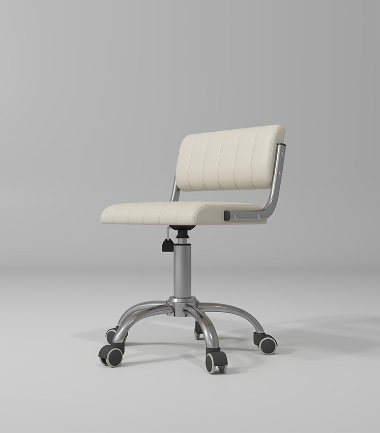 Cream Beauty Stool with Silver and wheels