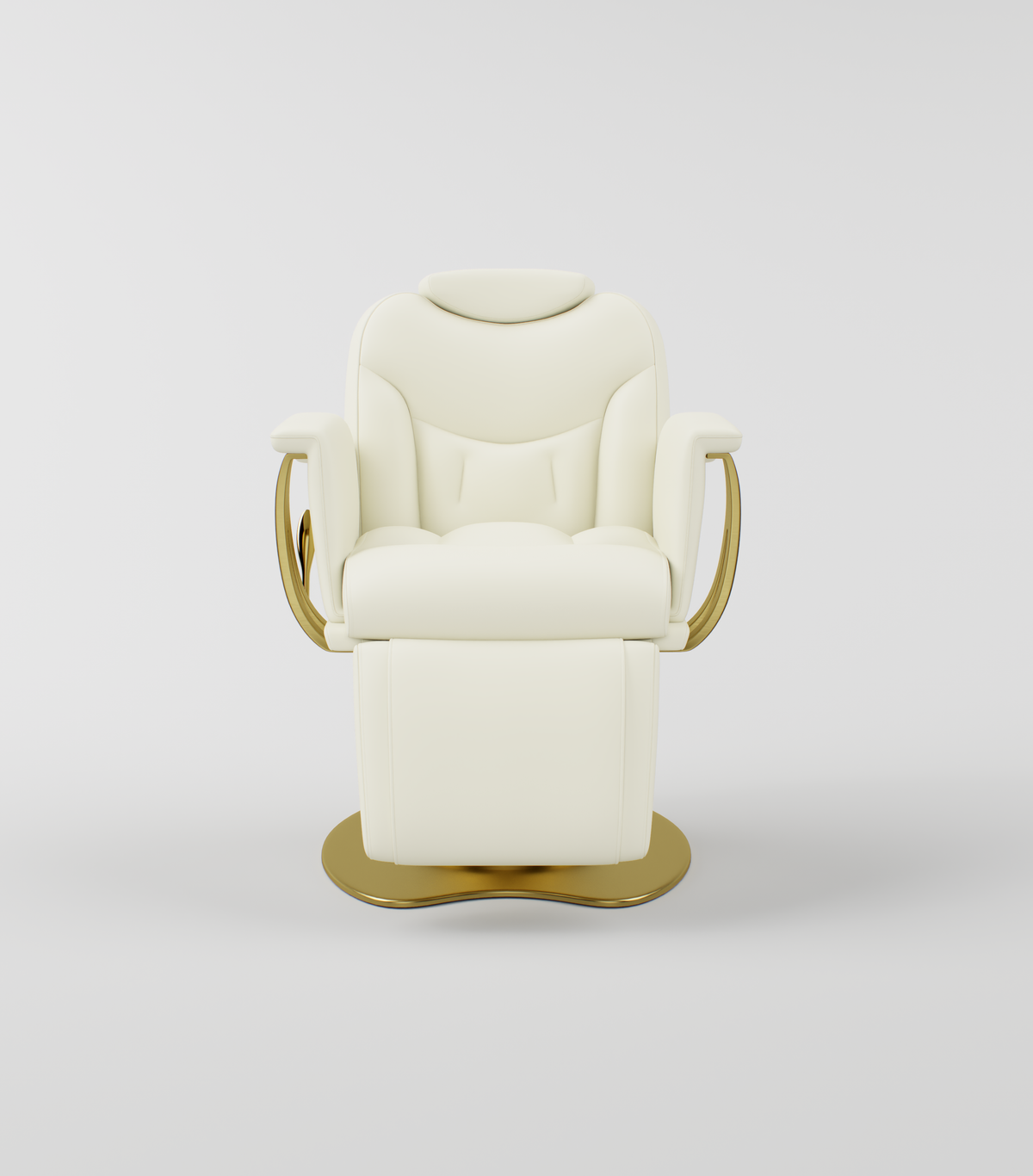 Cream Reclining Leather Chair with Gold Butterfly Base