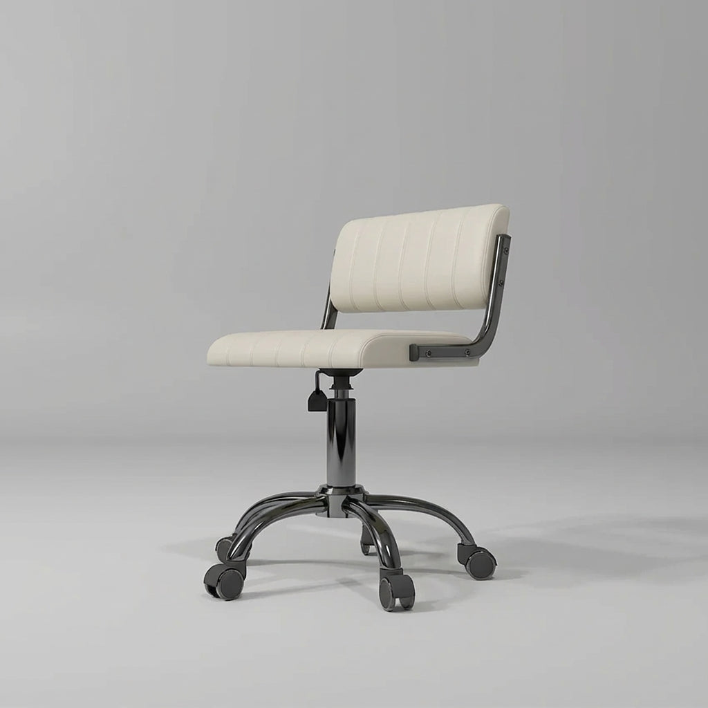 Cream Salon Stool with Wheels