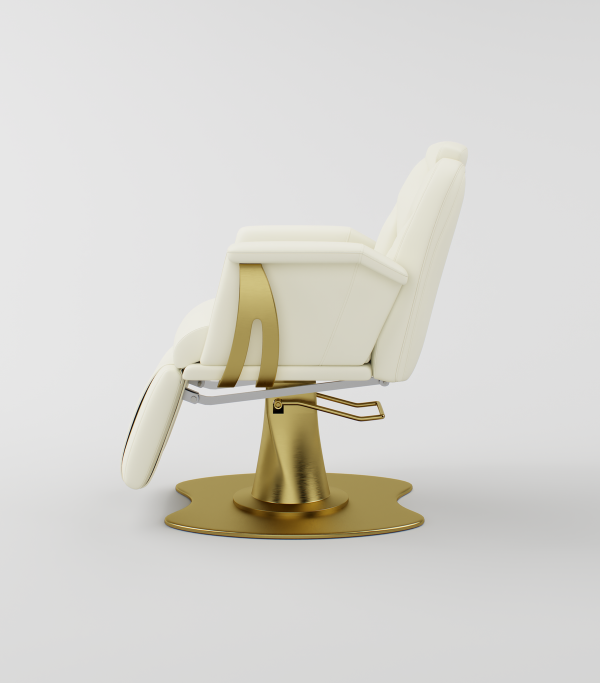 Cream and Gold Salon Chair with Adjustable Height