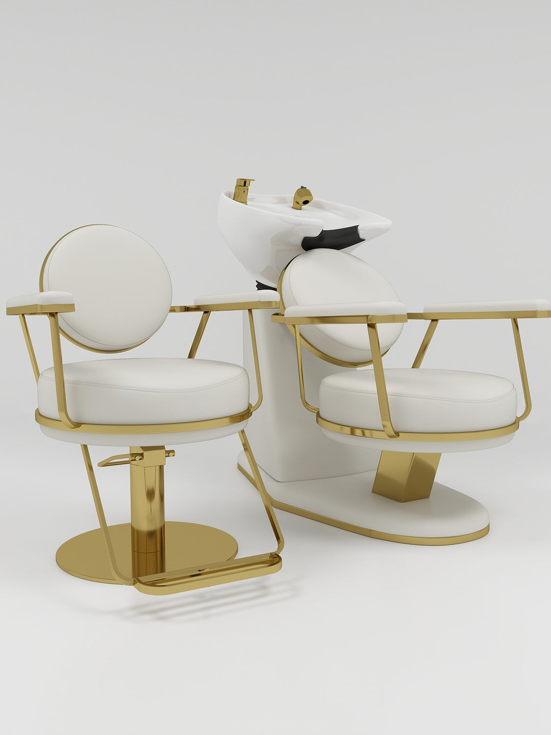 Chair and Backwash Furniture Set in Cream and Gold
