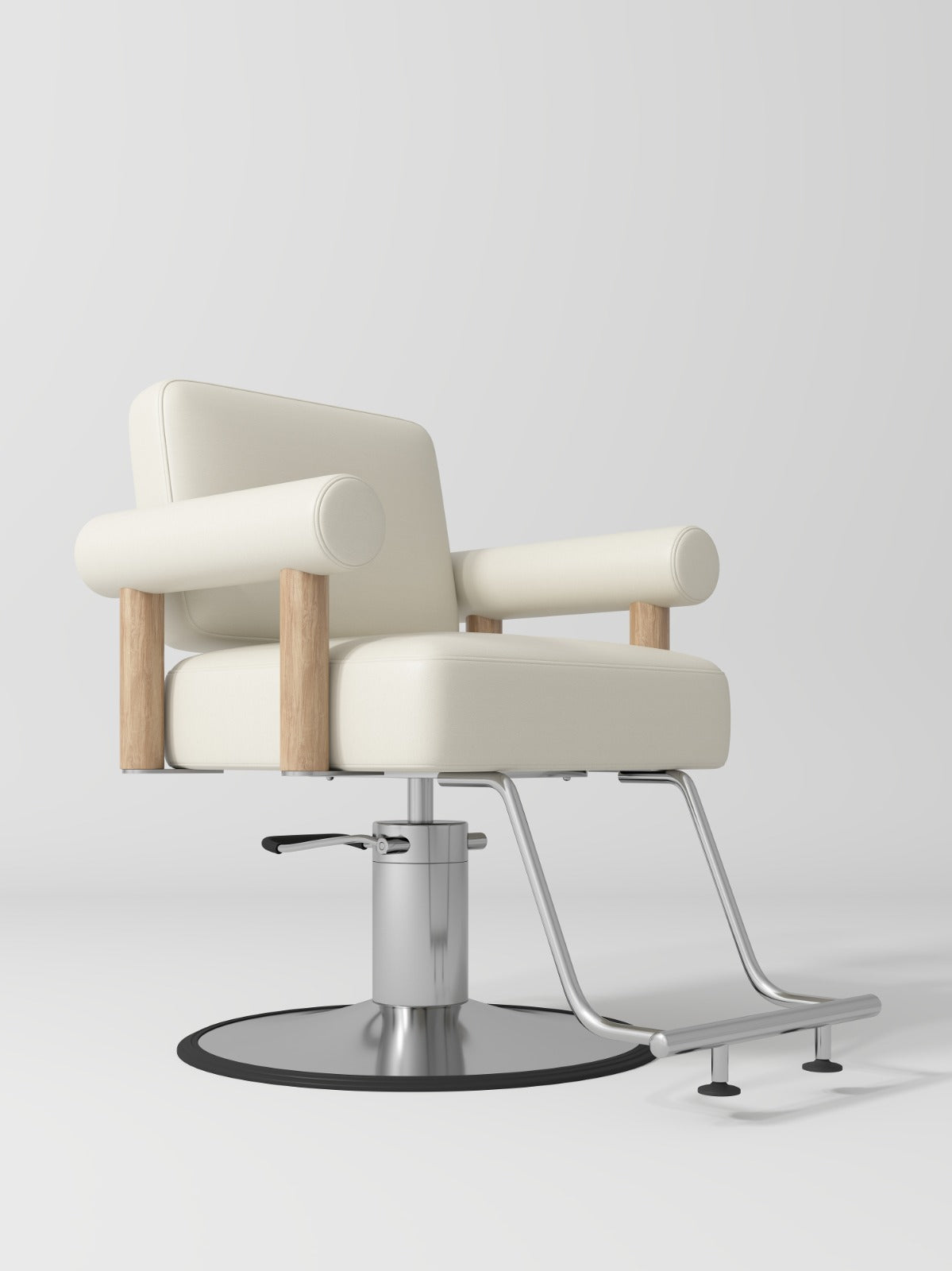 Wood and Silver base styling chair for salons