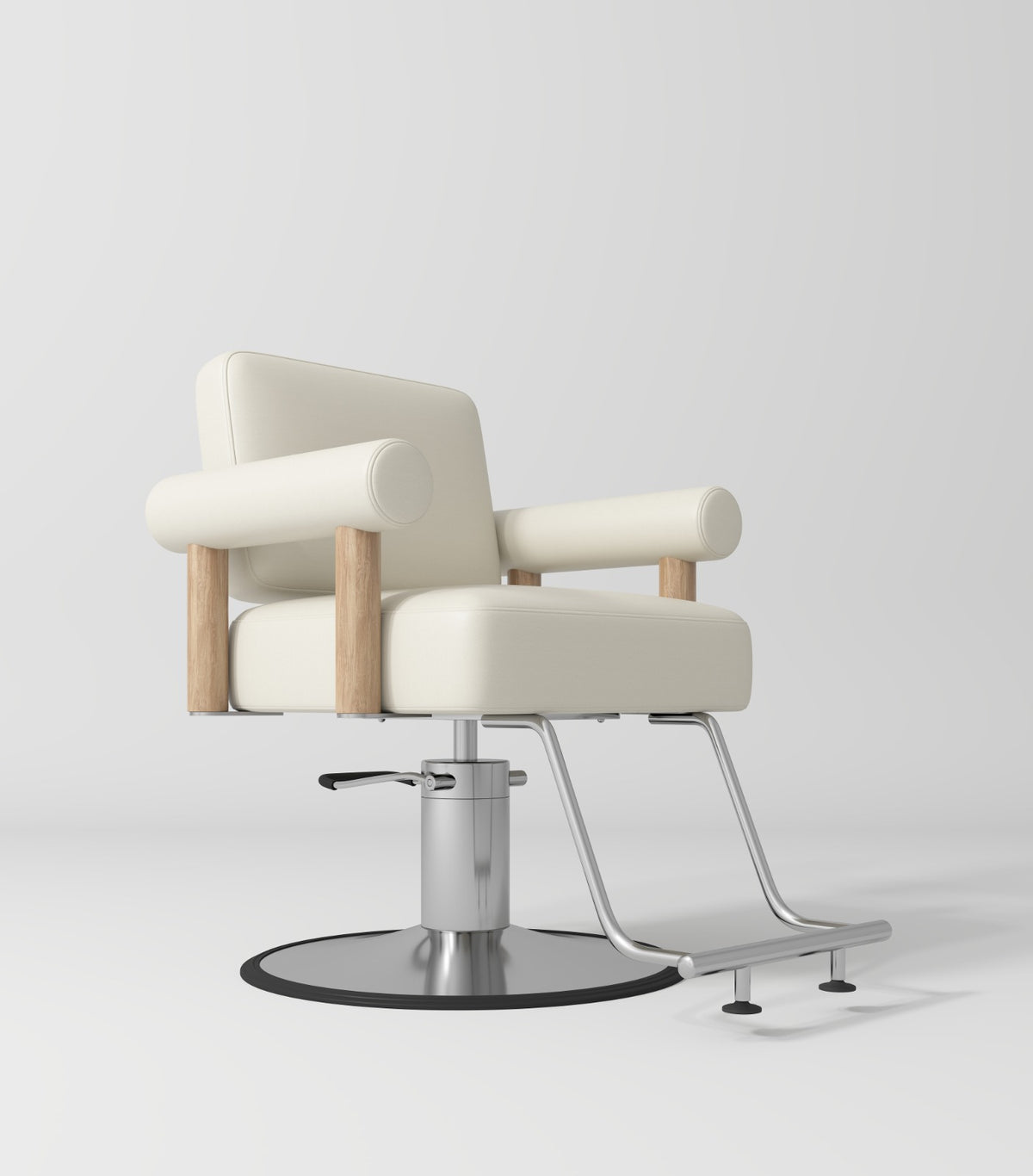 Wood and Silver base styling chair for salons