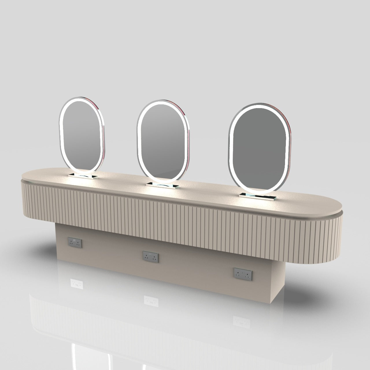 Cream 3 seater hairdressing station