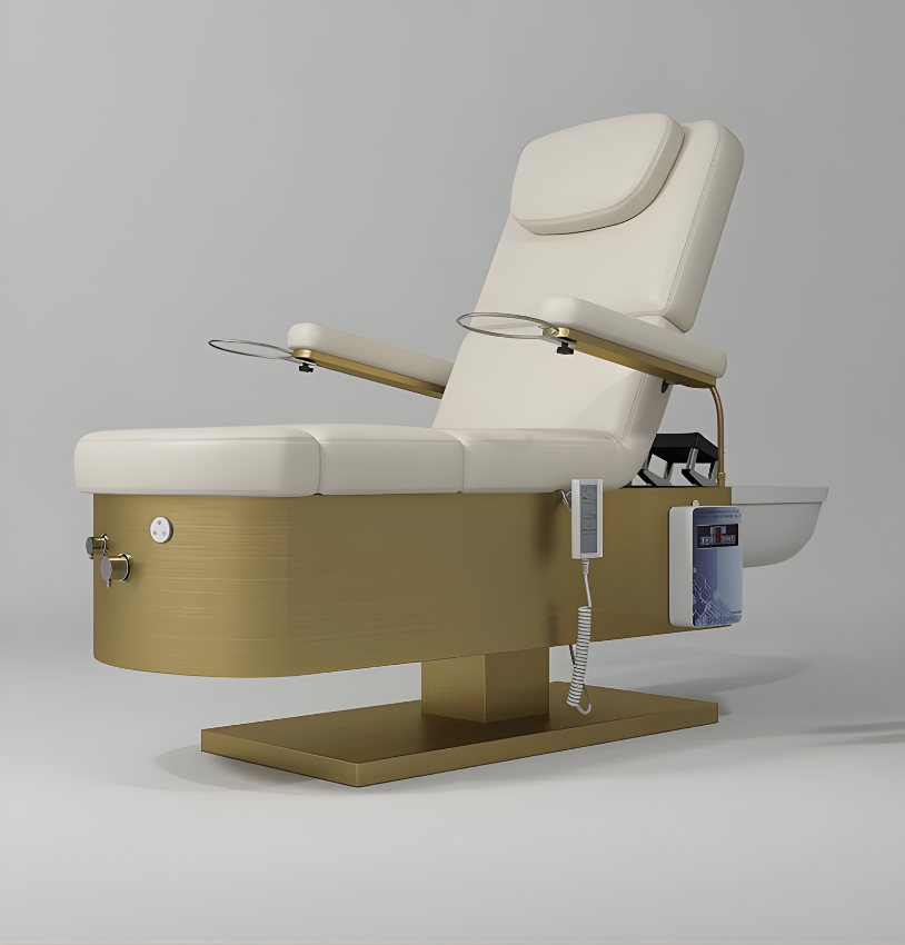 Cream treatment bed with head pillow, headspa and foot spa