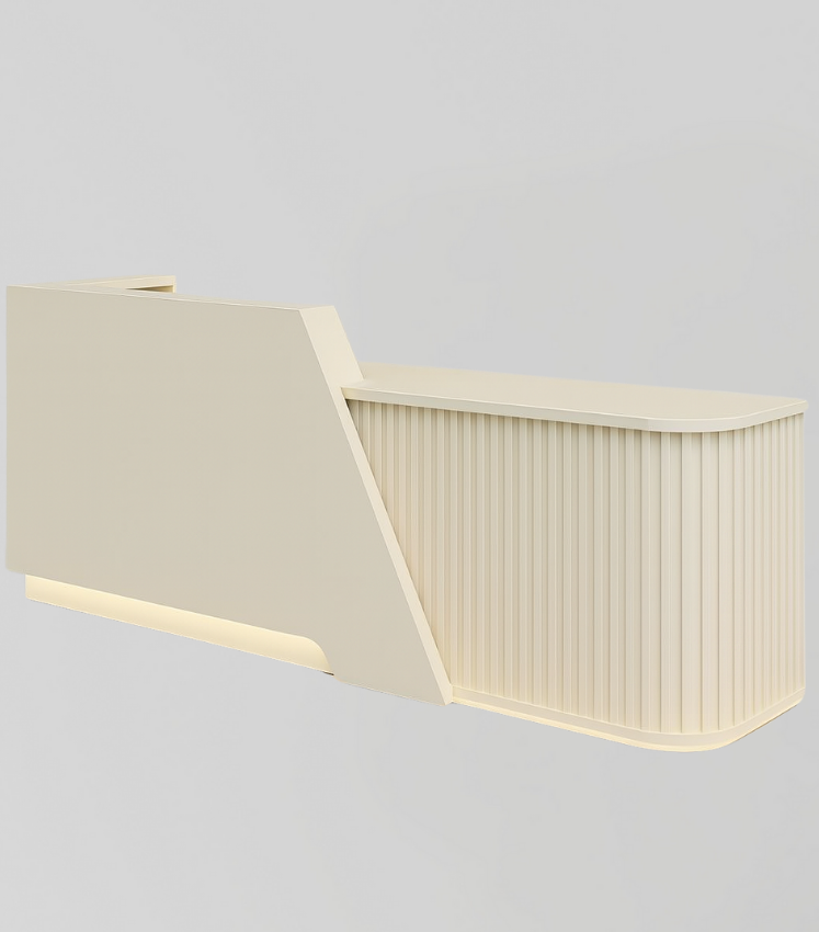MDF Reception Desk in Cream with LED Light