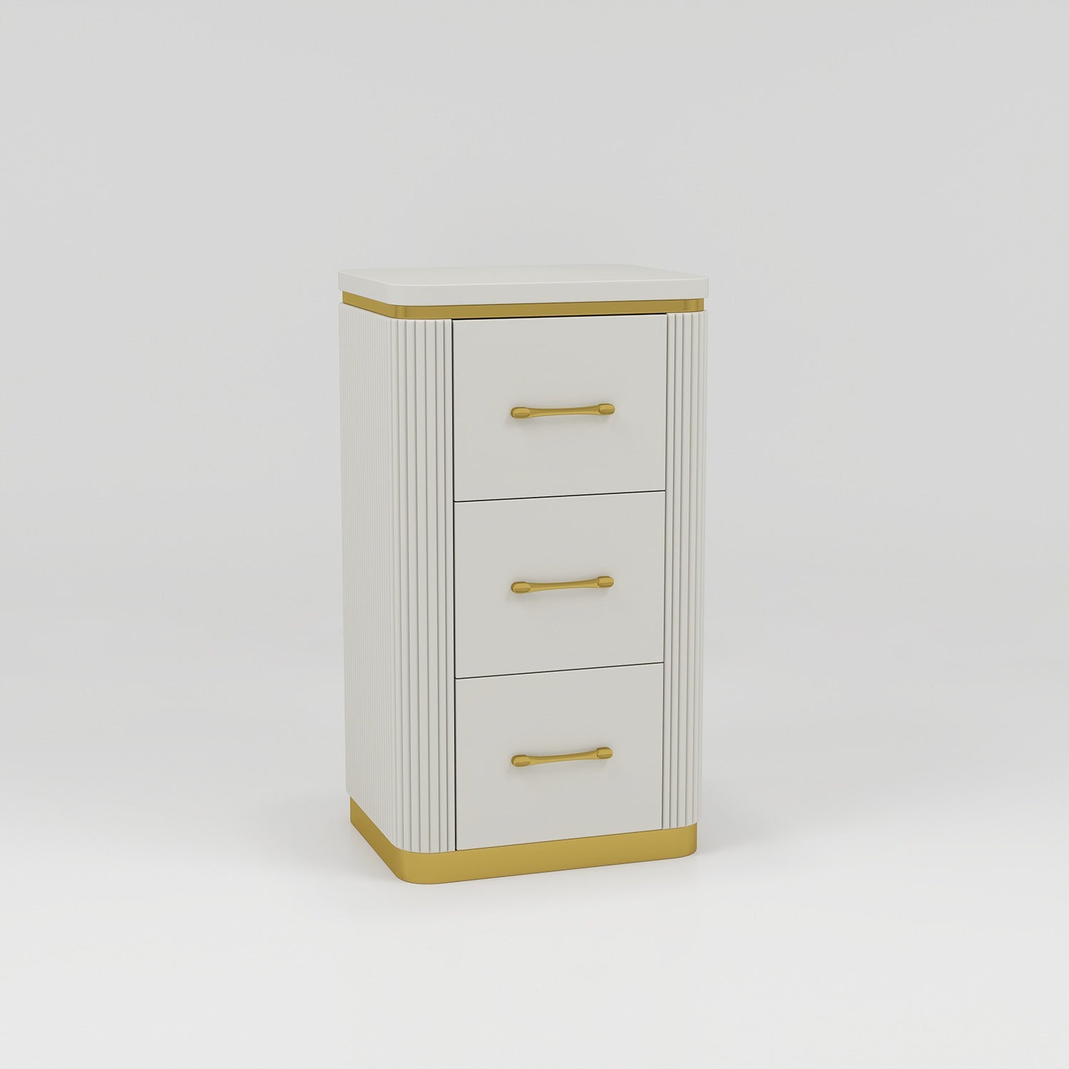 Cream and gold 3-drawer cabinet
