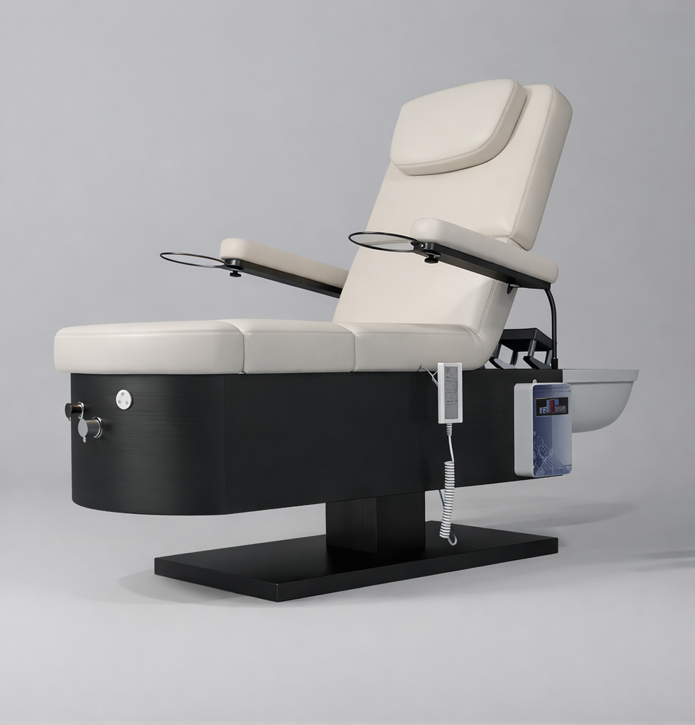 Electric spa bed with head bowl and foot spa