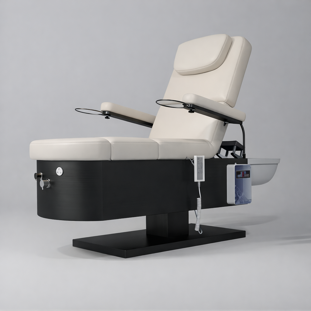 Electric spa bed with head bowl and foot spa