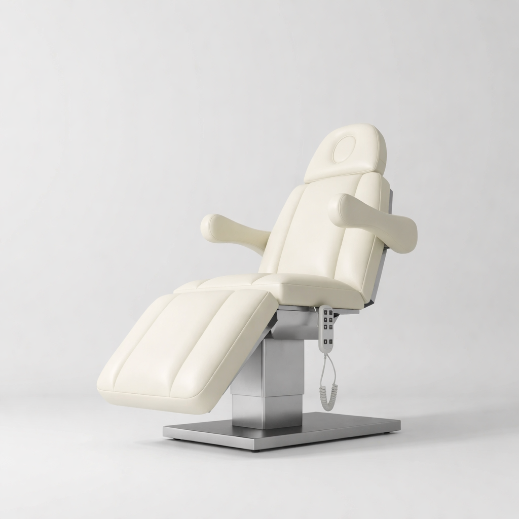 Luxury Cream Bed in Vegan Leather with Silver Stainless Steel Base