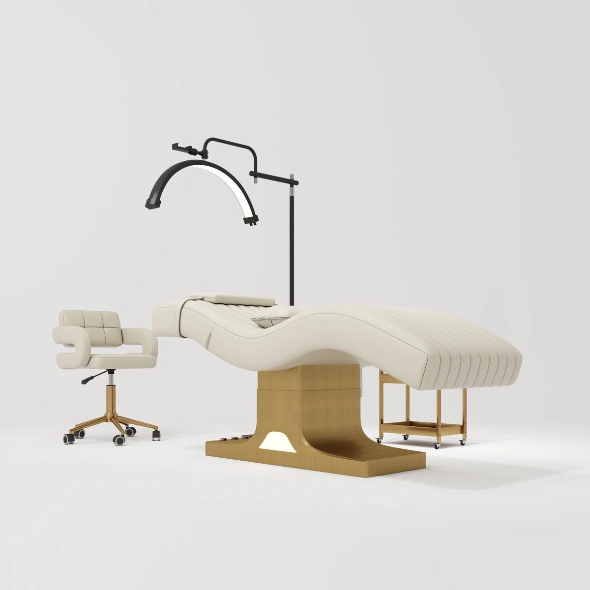 Cream and gold beauty bed with matching stool
